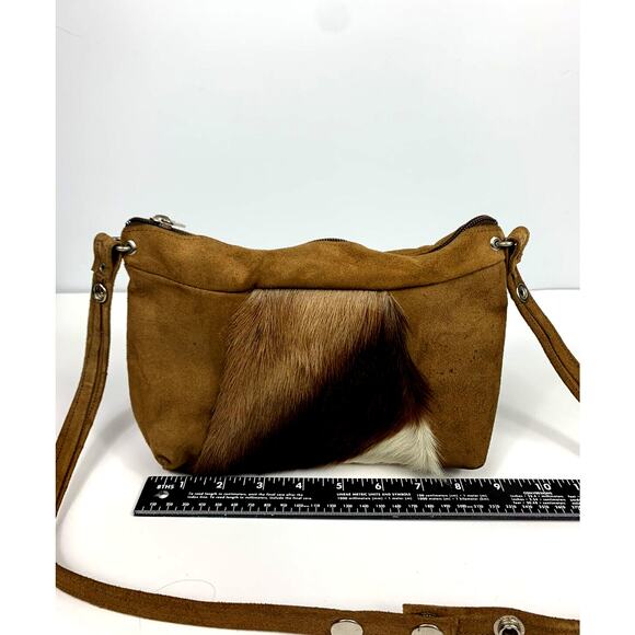 Vtg Handmade Suede Antelope Fur Purse handbag Festival Hippie Boho - Picture 10 of 12